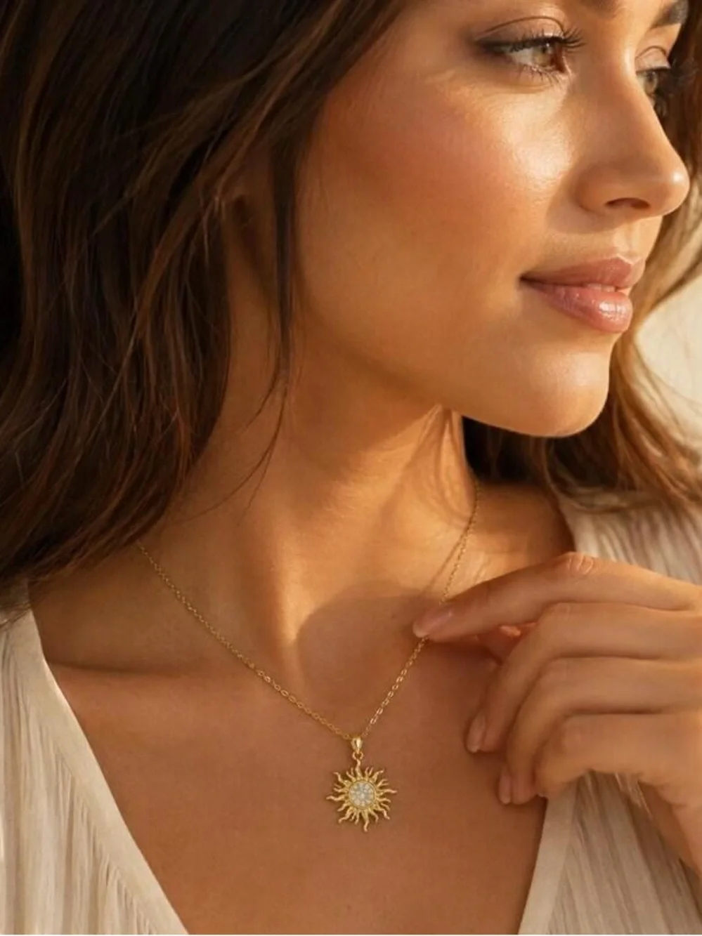 Sun Necklace for Women, Celestial Sun Pendant, Titanium Steel Necklace
